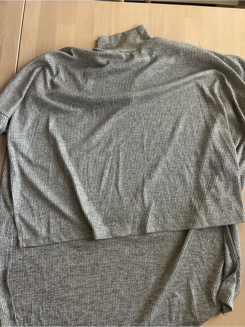 Miss Poem Light Gray Ribbed Crewneck Sweater